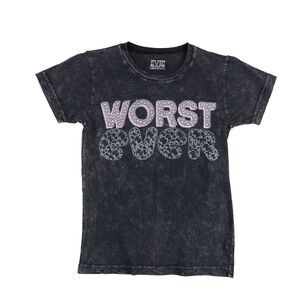 Evil Genius Girls Worst Ever Graphic T-Shirt, Grey, NWT
